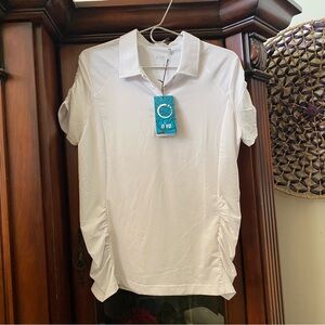 NVO Sport Women’s M Golf Polo White Sun Protection Moisture Wicking Quick Dry